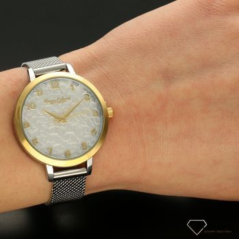 Zegarek damski BRUNO CALVANI BC2532 ozdobna tarcza. Zegarek damski zachowany w klasycznej kolorystyce. Zegarek damski o ciekawej formie z wyraźnymi złotymi cyframi arabskimi (1).jpg